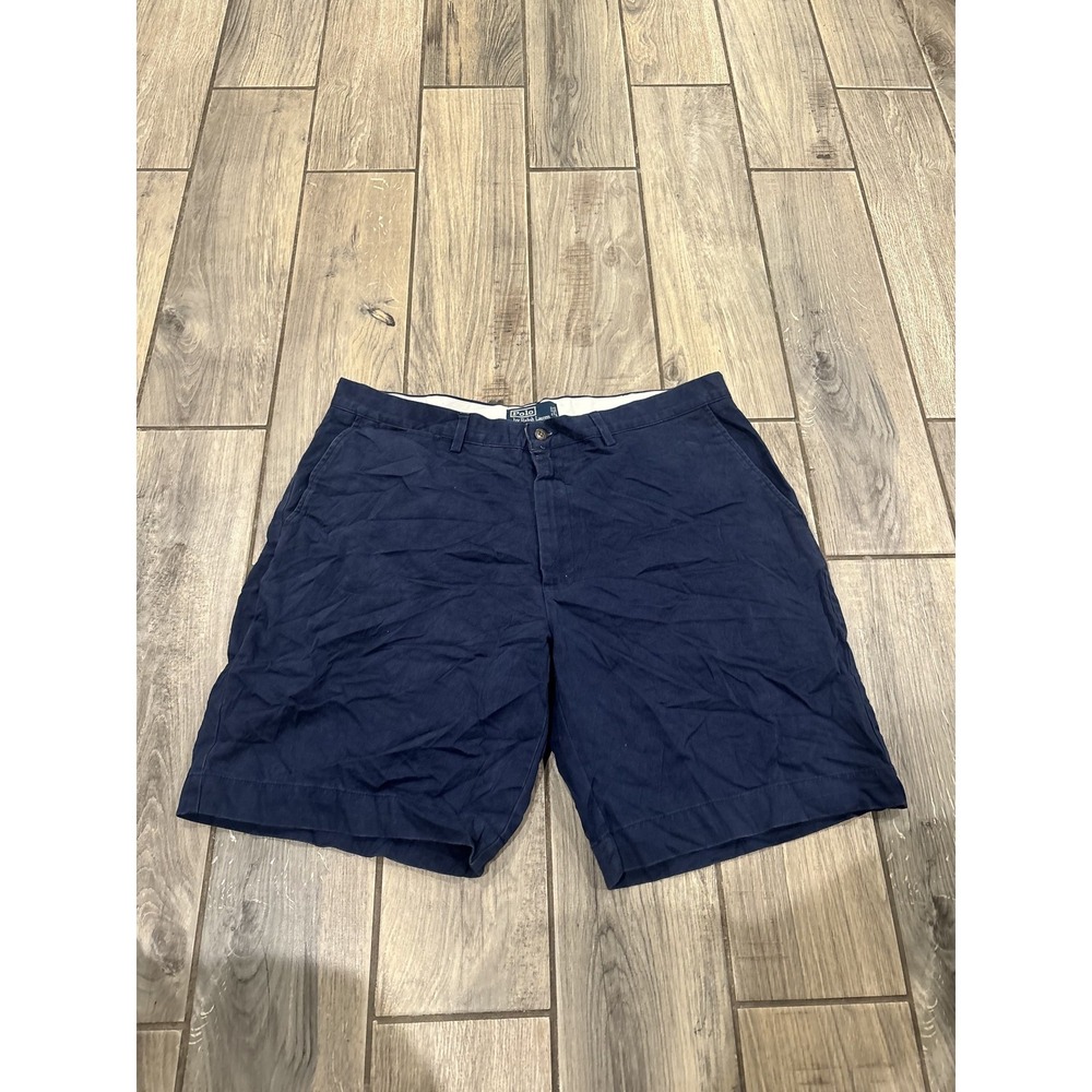 Polo Ralph Lauren Men's Prospect Flat Front Chino Shorts Navy Blue Size 38